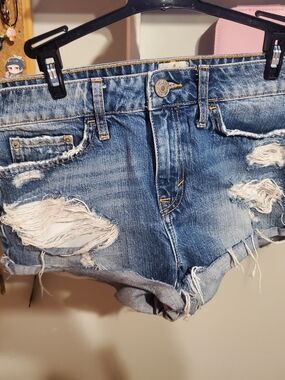 River Island Distressed Light Blue Denim Cutoff Shorts